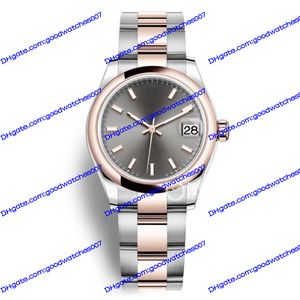 Hot-Selling High-kvalitet Women's Watch Asia ETA 2813 Automatisk klocka 278271 278241 31mm Gray Dial Bar Time Scale 18K Rose Gold Rostfritt stål Strap Watch Wristwatch