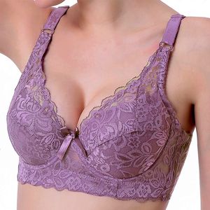 Reggiseni Biancheria intima sottile a coppa piena Reggiseno piccolo plus size senza ferretto regolabile in pizzo Reggiseno da donna Copri seno B C D Reggiseni in pizzo di grandi dimensioni 230316