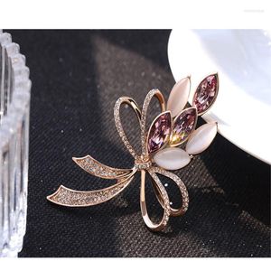 Brooches Classic Exquisite Female Bright Opal Shining Crystal Big Bow Set Pin For Women Wedding Bouquets