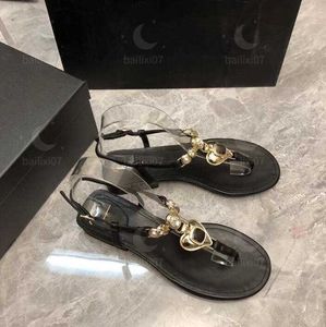Designerskie sandały modne oryginalne luksusowe jednokolorowe letnie sandały damskie skórzane buty plażowe najwyższej jakości Y2303