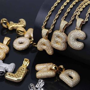Pendanthalsband Anpassade A-Z 26 bokstäver Namn Iced Out Gold Color Cubic Zircon Hip Hop Jewelry Gift Drop Morr22