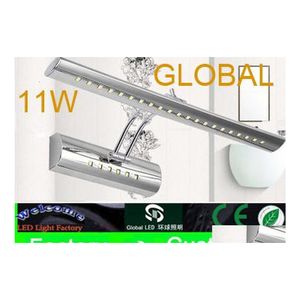 Lampy ścienne Lampa kosmetyczna stalowa łazienka lustro szafka światła makijaż wstrząsanie 11w 5050 SMD 36 LED LIDY HICH LIGETY Z WYŁĄCZENIEM OFFICE DHXS8