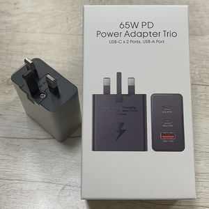 Adaptador de carregador super rápido 65W Carregamento rápido 3ports USB C Cobes de celular Cubos PD Power Cube para Samsung S22 UE UK Plug com caixa