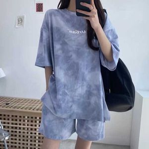 women 2023 tracksuits sport suits Tie-dyed short-sleeved shorts for two-piece summer fashion loose casual sportswear suit