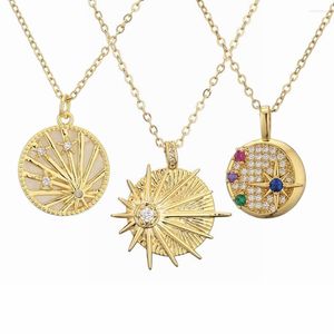 Pendant Necklaces 5pcs/lot Expenditures Inlay Zircon Geometric Hexagram Necklace Copper Gilding Cool Trend Jewelry