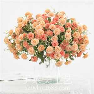 Decorative Flowers Simulation Small Bouquet 20 Flower Lilac Carnation Idyllic Minimalist Decoration Home Pographic Ornaments Wedding