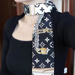 Шарфы Шелковый шарф с буквенным принтом, дизайнерский головной платок, женская мода, сумка с длинной ручкой, шарф, Парижский рюкзак, багажная лента, головной платок