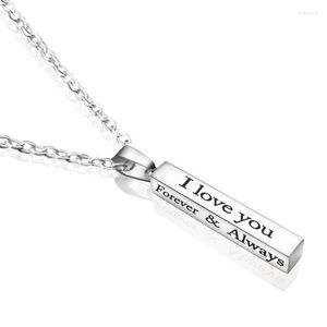 Pendant Necklaces CGCMNS Silver Color Family Love Couple Necklace Engrave I You Forever &Always Letter Pendants Women Jewelry