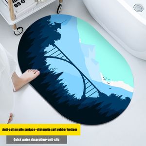 boutique rugs Simple landscape soft diatom mud rubber floor mat technology velvet bathroom mat household