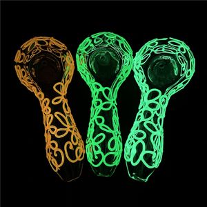 Pipa da fumo in vetro Tabocco Hand Pipes Glow In The Dark 4'' Ciotola per cucchiaio per erbe fatta a mano