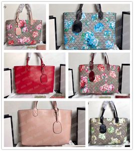 Reversibel tote shoppare väska kvinnor designer totes g handväskor blå röd blomma tryckt kvinna axelväskor stor shopping handväska handväska