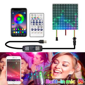 LED -remsor DC5V WS2812B RGB individuellt adresserbar flexibel digital panel LED -matrisljus med 28Keys Bluetooth Mic Music Controller Kit P230315