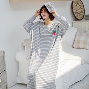 Women's Sleepwear Large Size 10XL Bust 150cm Cotton Night Dress Long Sleeve Women O-Neck Maxi Dresses Casual Oversized Home