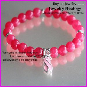 Braccialetti con ciondoli 5 set 15 pezzi Gioielli di moda Braccialetto elasticizzato con perline rosa e rosa Ciondolo consapevolezza del cancro al seno stile AKA