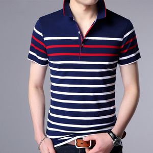 Polo da uomo Polo a righe da uomo Polo slim fit a maniche corte Polo con risvolto Colletto estivo Casual Cotone traspirante Abbigliamento maschile fresco 230316