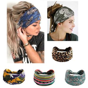 Wide Headwrap Headbands for Women Boho Knoted Elastic Hair Bands Girls Hair Accessories Yoga Running Travel Print Turban Bandage