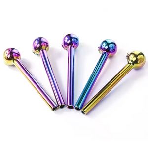 Colorful Oil Burner Pipe Nano plating Pyrex glass smoking pipes mixed 7 styles quality Great Tube tubes Nail tips J0316