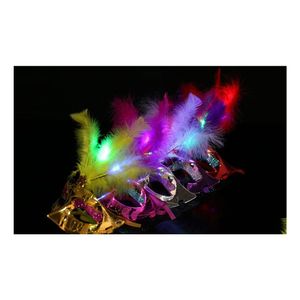 Novelty Lighting Led Butterfly Masks Sequined Party Mask Halloween Adt Kids Venetian Luminous Fluff Christmas Flash Masquerade Drop Dhymf