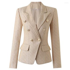Kadın Suit 2023 İlkbahar ve Sonbahar Avrupa Amerikan Yüksek Kaliteli Jakar Kumaş Gündelik Top Ceket Profesyonel Takım Blazers