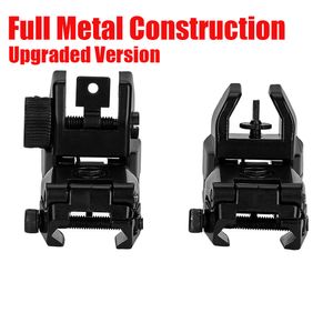 Tactical MBUS Front and Rear Flip Up Sights Full Metal Construction Compact Rifle Metal Sight Optics for M4 AR15 fit 20mm Picatinny Weaver Rail