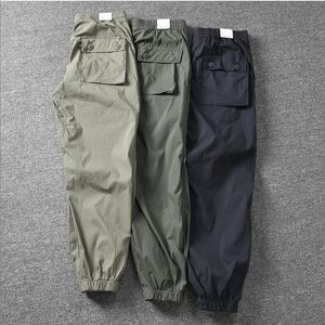 Calças masculinas Spring Retro Cargo Pants Men Favilhado Cotton Homem Casual Colhido Moda de Torno