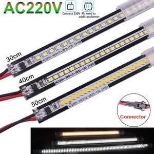 LED şeritler 220V LED çubuk ışıkları 2835 72ls/m yüksek parlak 30/40/50cm alüminyum tüp LED Rijid Strip Işık Kabine Altında Mutfak Aydınlatma P230315