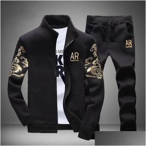 Mens Tracksuits Mens 2 Piece Set Sports Suits Make Sporting Fitness Tracksuit Set Plus Size Mode ASSAMED 9XL KLÄDER FÖR MÄN DHXBG