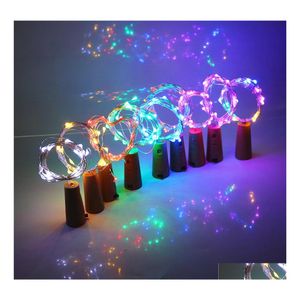 LED -strängar 2m 20LED LAMP Cork Formed Bottle Stopper Light Glass Wine 1M Koppartrådsträngsljus för Xmas Party Wedding Halloween DH2BE