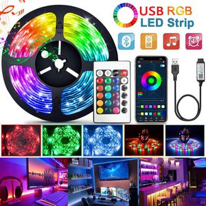 LED-remsor 1-30 m LED-strip Light RGB USB Flexibel lampband 2835 Diod USB-kabel Bluetooth-kontroll DC 5V Desk Skärm TV Bakgrund Belysning P230315