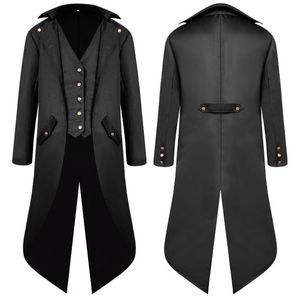 Men's Trench Coats Mens Steampunk Vintage Tailcoat Jacket Medieval Gothic Victorian Frock Coat Uniform Party Prom Halloween Cosplay Costume 4XL 230316