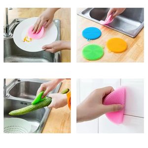 Silicone Dish Bowl Cleaning Brushes Multifunction 5 colors Scouring Pad Pot Pan Wash Brush Cleaner Kitchen Dishes Washing