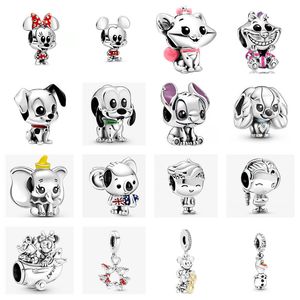 925 Sterling Silver Cute Dog Mouse Beads Charms Donna con SCATOLA originale per Pandora Adatto 3mm Bracciale a catena serpente Regalo di compleanno per bambini Fai da te Gioielli B038