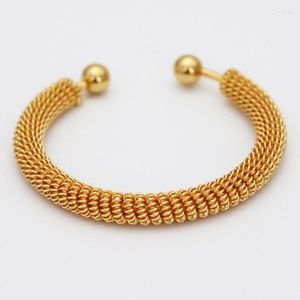 Bangle African Gold Color Shiny Bangles For Women Girls Dubai Circle Armband smycken Etiopisk brudbröllop