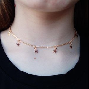 Chains Gold Color Star Party Women's Pendant Necklace Fashion Female Choker Necklaces Jewelry Simple Ladies Pentagon-Star