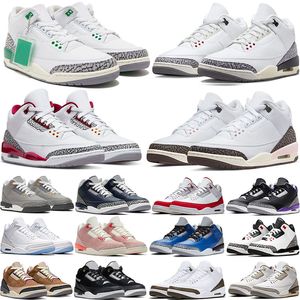 Jumpman 3 남자 농구화 3S UNC Rust Pink Green Black Cat White Cement Reimagined Racer Blue Fire Red Court Purple Laser 스니커 스포츠 EUR 40-47