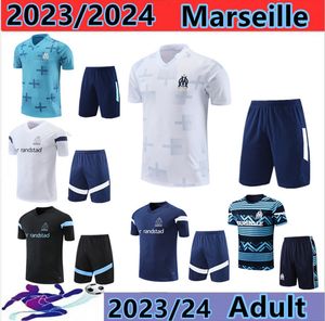 2023-2024 Marseillees 남자 및 어린이 축구 반팔 트레이닝 셔츠 23/24 ALEXIS OM Survey Maillot Foot Chandal