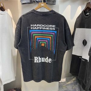 Men's T-Shirts Looe thirt for ummer and women caual thirtRhude Vintage 1 1 Heavy Fabric RH BOX PERSPECTIVE Women Shirt Slightly Tee Multicolor