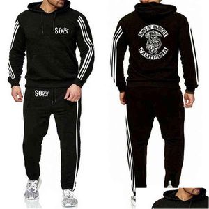 Herrespår Mens 2021 Soa Sons of Anarchy The Child Skl tryckta mode hoodies Men casual fleece sweatshirt kostym 2 st w drop d dhej5