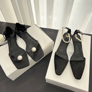 dress shoes ladies luxury sandals designer fashion simple square head satin silk low heel clip toe black office career dinner wedding shoes 35-40