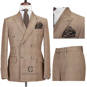 Męskie garnitury Blazers Cenne des Graoom Men Suit Suit podwójnie piersi dwa kawałki Slim Fit Wysokiej jakości piosenkarka weselna kostium DG-188 230316