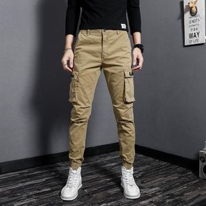 Męskie spodnie modne streetwear męskie joggery haft haftowy duży kieszonkowy swobodny ładunek do szczupłej kostki hip -hopowych