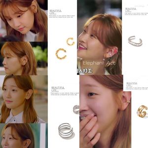 Backs Earrings Korean TV Star Trendy Clip On Earings For Women 2023 Fashion Crystal Pearl Ear Cuffs Non Pierced Ears Fake Cartilage Earring