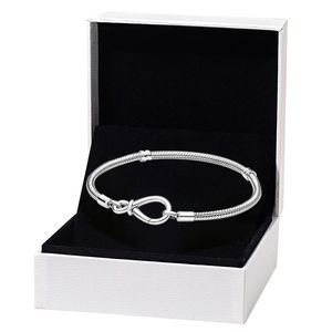 Infinity Knot Snake Chain Armband för Pandora Authentic Sterling Silver Wedding Party Jewelry For Women Girl Girl Gift Designer Armband med originalboxuppsättning