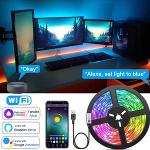 LED Streifen Wifi LED Streifen Lichter Musik Sync RGB 5050 LED Band Alexa Smart Lichter Streifen für Party Zimmer Dekor TV Hintergrundbeleuchtung P230315