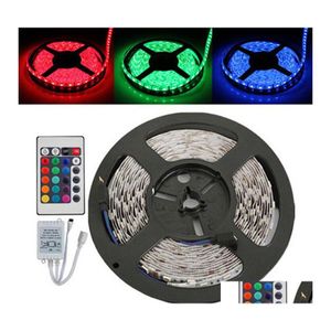 LED -remsor 5M RGB Strip Light Flexible 3528 SMD Non Waterproof DC 12V Addir Remote Controller ADD 2A Power Supply Stage Party BB CHR DHIZM