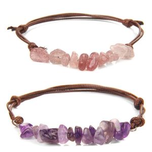 Bracciale intrecciato con corda in pelle di ghiaia naturale Bracciale con perline di pietra chakra bohémien