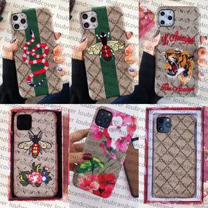 Designers Fashion Phone Cases for iPhone 15 14 pro max 13 case 12 Mini 11 14Plus XSMax XR 7P 8P Samsung Galaxy S23 S22 S21 Ultra NOTE 10 Cover Bee Tiger Snake Embroid Case