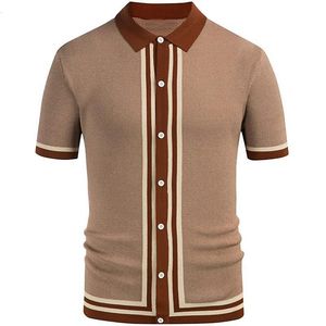 Polo da uomo Primavera Autunno Polo da uomo Manica corta Business Cardigan Camicia da uomo di alta qualità Polo Streetwear Casual Splicing Maglieria 230316