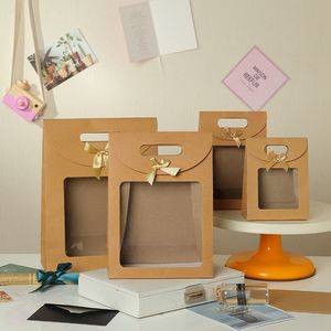 Geschenkverpackung 5/10pcs Candy Wrappaping Paper Paket Kraft Papiertasche Klar Weihnachtsfenster Geschenktasche Portable Geschenktüte für Geburtstag Hochzeit 230316