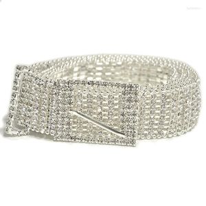 Belts Super Shine Women Rhinestone Belt Thin And Wide Silver Bling Bride Wedding Crystal Chain Gold Diamond Waistbands Bg-1045